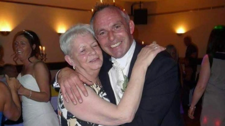 Stuart Craige and his mother Noreen Craig 71, who was rushed to the Queen Elizabeth University Hospital in Glasgow after falling ill with a chest infection at her Gorbals home in December.