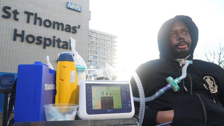Junior Jimoh has a neurological muscular condition and is unable to walk. The 30-year-old from South London also needs a ventilator to breathe and round-the-clock specialist care.