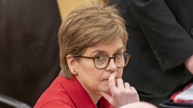 First Minister Nicola Sturgeon during First Minster&#39;s Questions, at the Scottish Parliament in Edinburgh. Picture date: Thursday January 19, 2023.