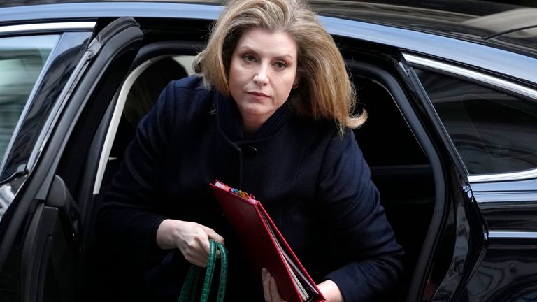 Penny Mordaunt  arrives for a cabinet meeting in Downing street 
Pic:AP