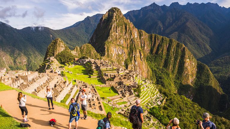 Tourists sightseeing at Machu Picchu Inca Ruins, Cusco Region, Peru. Pic: AP