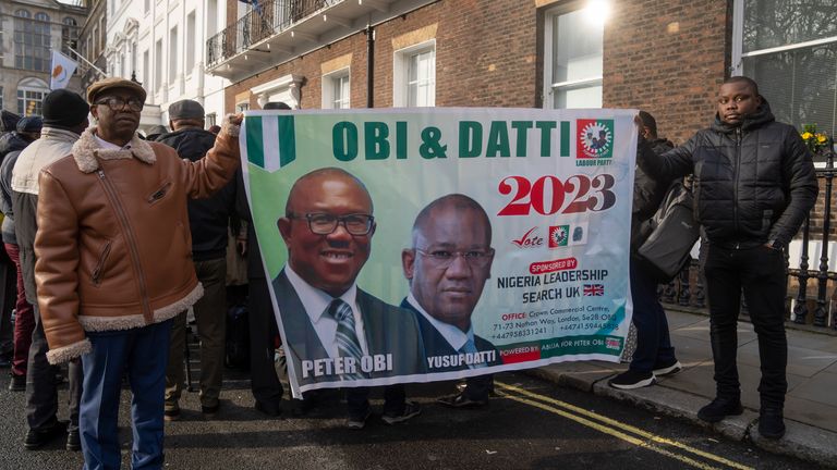 Peter Obi supporters in London. Pic: AP