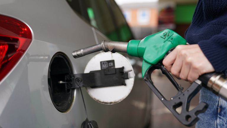 Petrol has fallen below 150p a litre for the first time since last February, new data shows