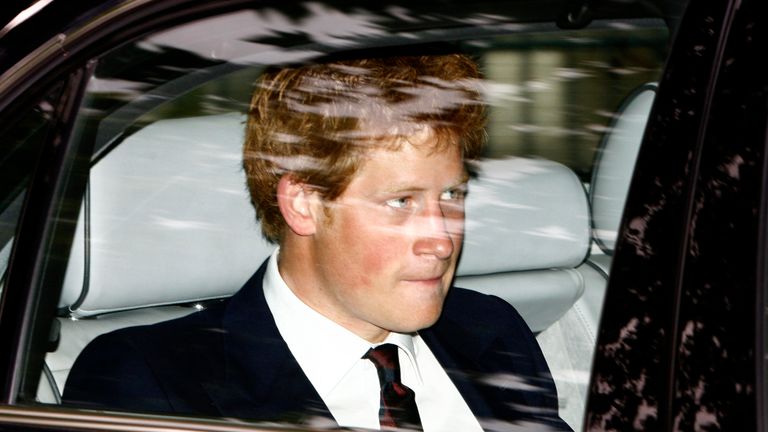 Britain&#39;s Prince Harry, son of the late Princess Diana, leaves the Service of Thanksgiving for the Life of Diana at the Guards&#39; Chapel at Wellington Barracks in London, August 31, 2007. Hundreds of mourners gathered in Paris and London on Friday to mark the tenth anniversary of the death of Princess Diana, an object of enduring fascination around the world. REUTERS/Luke MacGregor (BRITAIN)