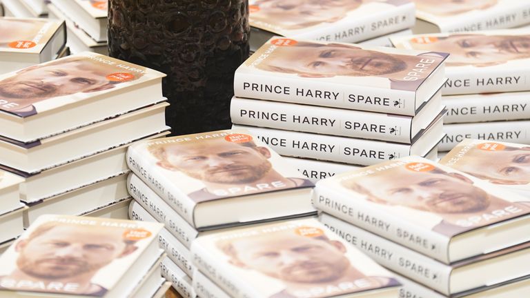 A copy of the Duke of Sussex's newly published autobiography, titled Spare, is on display at Waterstones Piccadilly in London for its first public sale. Image date: Tuesday, January 10, 2023.