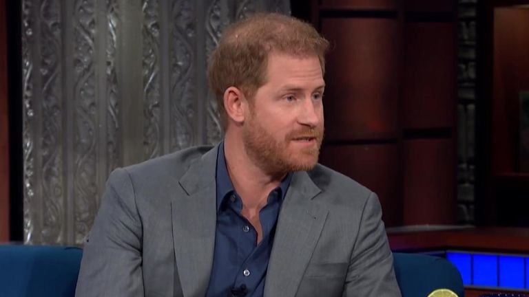 Prince Harry tells Stephen Colbert on CBS that the Taliban comments in his memoir have been &#39;taken out of context&#39;