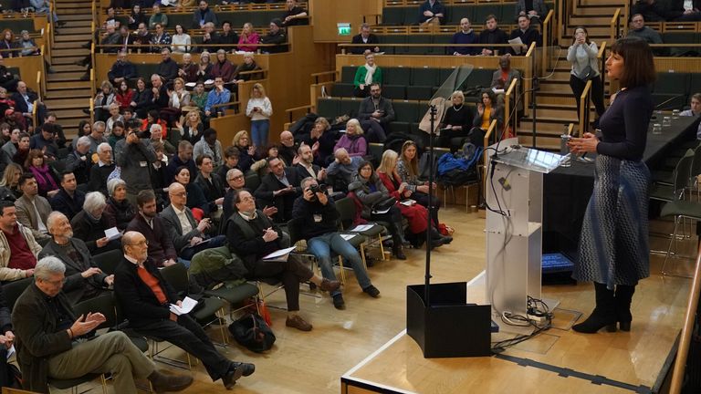 Shadow chancellor Rachel Reeves making her keynote speech at Fabian Society New Year Conference in London. Picture date: Saturday January 21, 2023.