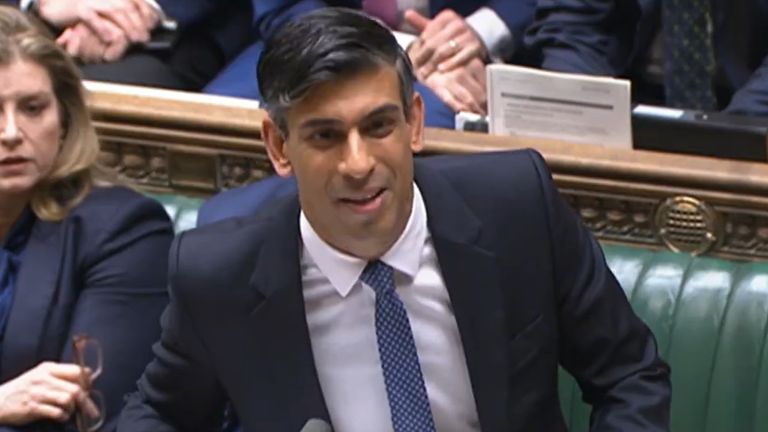 Prime Minister Rishi Sunak speaks during Prime Minister&#39;s Questions in the House of Commons, London. Picture date: Wednesday January 11, 2023.
