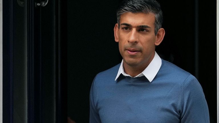 British Conservative MP Rishi Sunak leaves his home address in London in October. 
