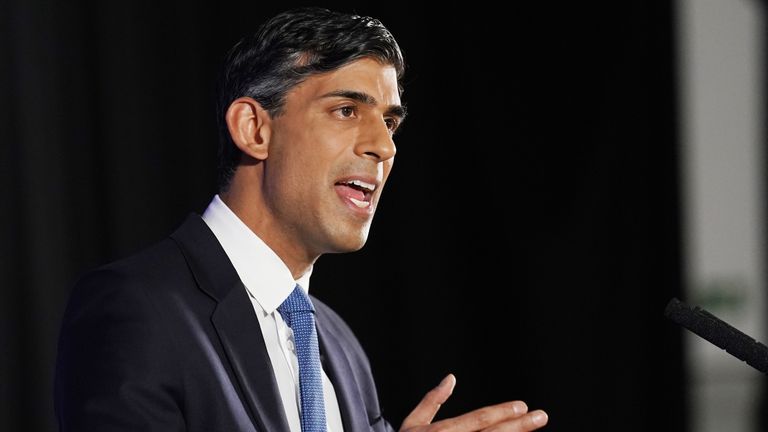 Prime Minister Rishi Sunak during his first major domestic speech of 2023 at Plexal, Queen Elizabeth Olympic Park  