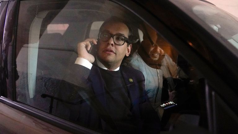 George Santos is pictured leaving Congress last week. Pic: AP