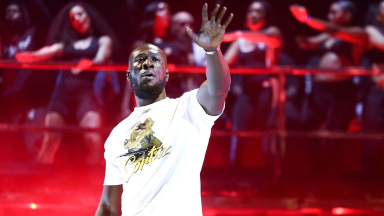 FILE PHOTO: British artist Stormzy performs on the main stage at Reading Festival, in Reading, Britain, August 27, 2021. REUTERS/Henry Nicholls/File Photo