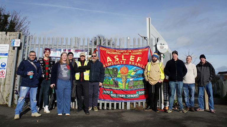 File photo dated 05/01/23 of Southeastern train drivers outside Ramsgate station in Kent during a strike by drivers from the Aslef union, in a long-running dispute over jobs and pensions. Train operating companies have offered the drivers&#39; union a two-year pay deal in a bid to resolve the bitter dispute which has led to a series of strikes. The Rail Delivery Group said it was offering a "landmark outline proposal" that would deliver more reliable services for passengers, in exchange for a pay in