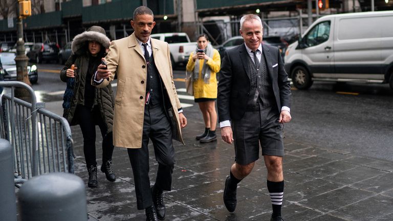 Designer Thom Browne arrives at Manhattan Federal Court in New York 