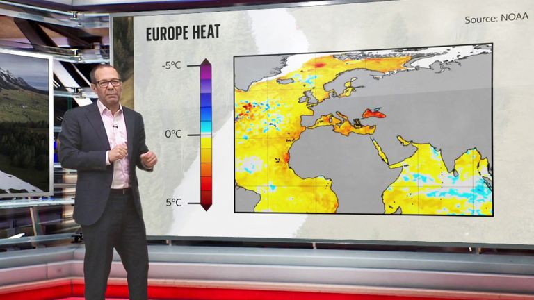 Unseasonably warm weather dominates Europe, blown in from North Africa.