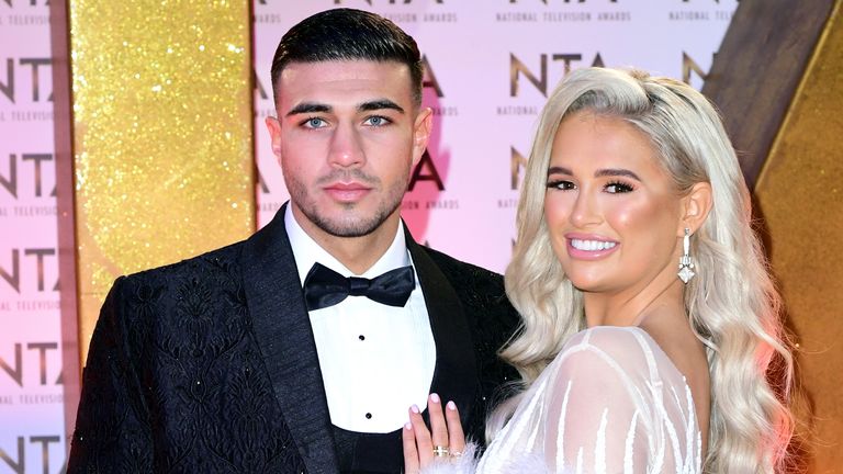 Former Love Island contestant Tommy Fury with his partner Molly-Mae Hague, who he met on the reality show 