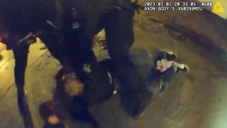 Tire Nichols is seen being beaten by officers in a video released by the Memphis Police Department