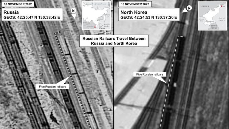 Russian train collected weapons from North Korea for Russian mercenaries, US says