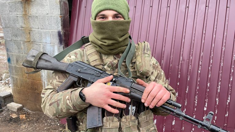 A Ukrainian soldier defending Soledar