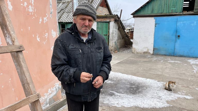 Mykola, an elderly resident who has remained in Soledar