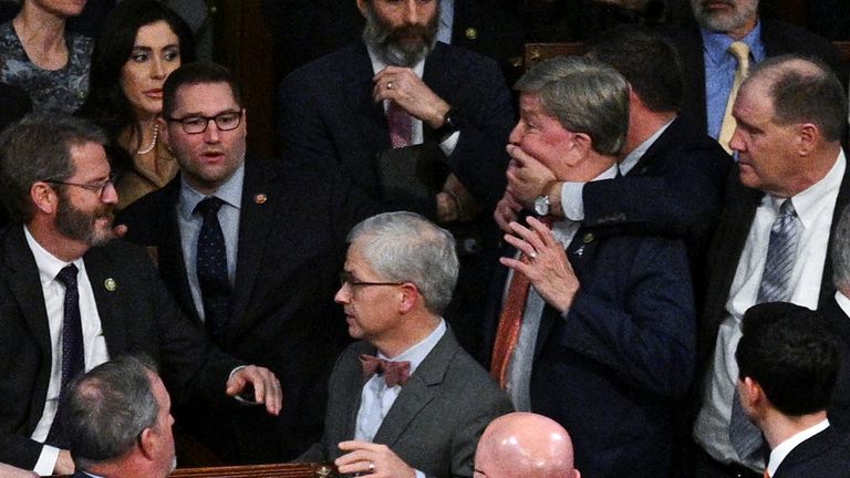 Members of the House of Representatives robbed the House of Representatives. Mike Rogers (R-AL) in the face after Rodgers approached the Rep.Matt Gates (R-FL) and House Freedom Caucus members after Gates vote "current" Instead vote for McCarthy in the 14th round of late-night voting for a new Speaker of the House on the fourth day of the 118th Congress on January 6, 2023 at the U.S. Capitol in Washington, D.C. REUTERS/Jon Cherry TPX Image of the day