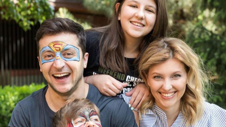 Volodomyr Zelenskyy with his family