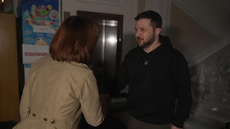 Volodymyr Zelenskyy meets Kay Burley in Kyiv