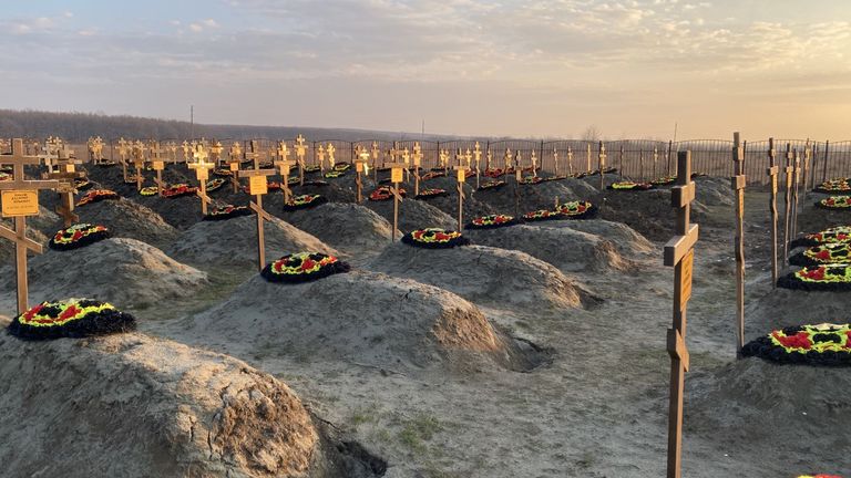 The graves of Wagner mercenaries in a cemetery in southern Russia
