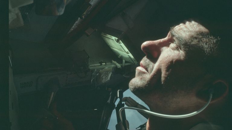 Walter Cunningham during the Apollo 7 mission. Pic: AP
