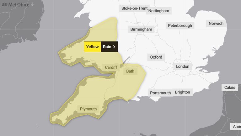 Yellow weather warning for Thursday, 12 January 2023. Uploaded 11 Jan 2023. Pic: Met Office