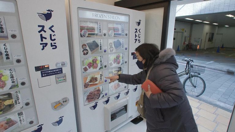 24-hour vending machine sells whale meat in Japan