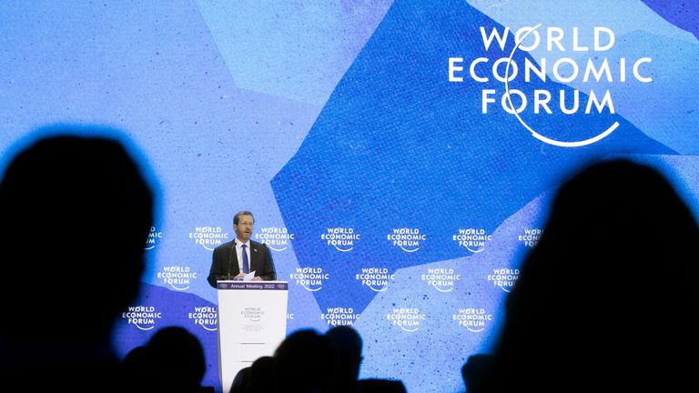 Israeli President Isaac Herzog addresses the World Economic Forum 2022