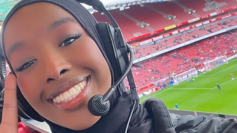 Sky Sports reporter Fadumo Olow.  Photo: Instagram fadumo_oo