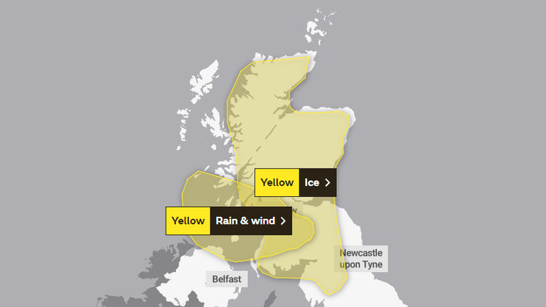 Separate yellow weather warnings are in force going into Sunday