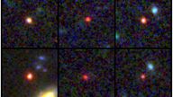 Images of six candidate massive galaxies, seen 540 million to 770 million years after the Big Bang, are shown in this undated handout image based on observations by NASA&#39;s James Webb Space Telescope, as one of them (bottom left) could contain as many stars as our present-day Milky Way, but is 30 times more compact. NASA, ESA, CSA, I. Labbe (Swinburne University of Technology)/Handout via REUTERS THIS IMAGE HAS BEEN SUPPLIED BY A THIRD PARTY. MANDATORY CREDIT