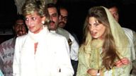 Princess Diana going to dinner with Jemima Khan during a solo visit to Pakistan in 1996 Pic: AP 
