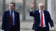 Labour Party shadow Brexit secretary Keir Starmer and Britain&#39;s opposition Labour Party leader Jeremy Corbyn arrive at the European Commission headquarters ahead of a meeting with European Union&#39;s Chief Brexit Negotiator Michel Barnier in Brussels, Belgium March 21, 2019. REUTERS/Toby Melville
