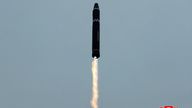 The North Korean government released a picture of the Hwasong-15 launch. Pic: Korean People&#39;s Army