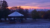 A frosty scene looking towards the centre of London