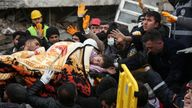 Rescuers carry out a girl from a collapsed building following an earthquake in Diyarbakir, Turkey February 6, 2023. REUTERS/Sertac Kayar
