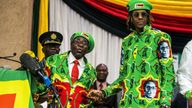 Robert Mugabe, pictured with his son Robert Mugabe Jr, i 2017. Pic: Getty Images