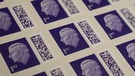 Britain&#39;s Royal Mail presents the new King Charles definitive stamp at the Postal Museum in London