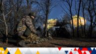 Ukrainian soldiers fire at the Russian positions in the frontline close to Bakhmut, Donetsk region, Ukraine, Wednesday, Feb. 8, 2023. (AP Photo/Libkos)


