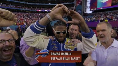 Damar Hamlin makes pitch-side appearance at Super Bowl