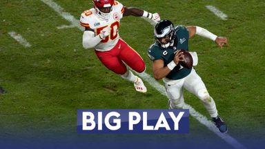Hurts throws 46 yards, gets third TD, then a 2-point conversion