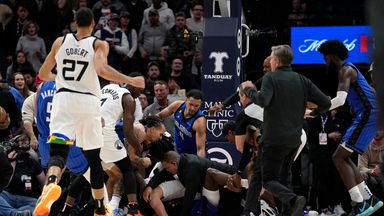 Five ejected in mass brawl as Magic beat Timberwolves