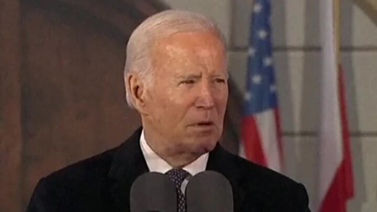 Joe Biden hammers home the message of freedom as he finishes his speech in Poland. His words were met with applause from the audience as he thanked Poland for their contribution in the Ukraine war.