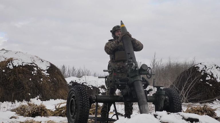 Artillery and mortar positions near Bakhmut