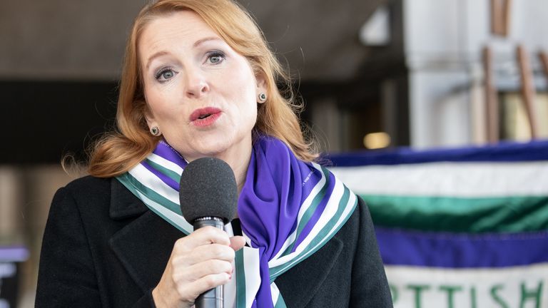 SNP Minister Ash Regan speaks at the For Women Scotland and the Scottish Feminist Network demonstration outside the Scottish Parliament in Edinburgh, ahead of the vote on the Gender Recognition Reform (Scotland) Bill. Picture date: Wednesday December 21, 2022.