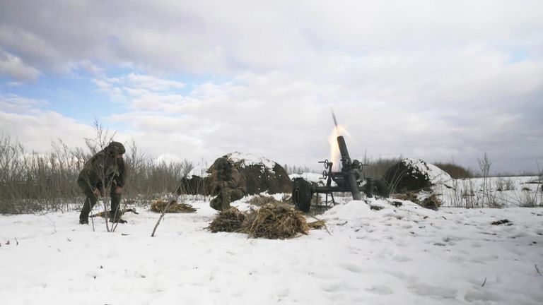 Artillery and mortar positions near Bakhmut